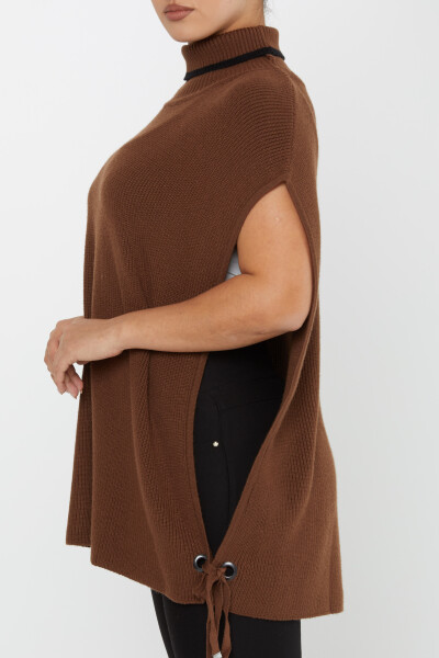 Pull tricoté à manches courtes avec détail noué Marron - 30229 | KAZEE (Lot de 3 S-M-L) - 4