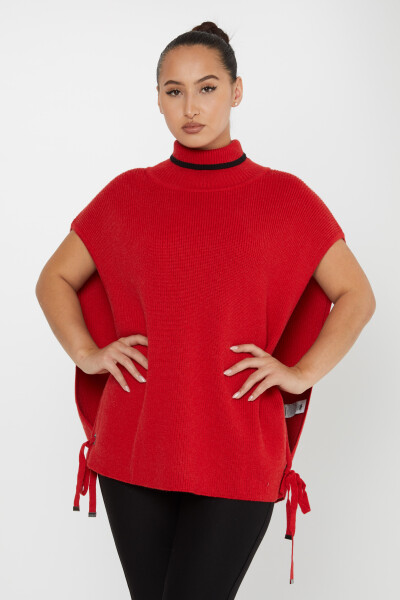 Pull tricoté à manches courtes avec détail noué Rouge - 30229 | KAZEE (Lot de 3 S-M-L) 