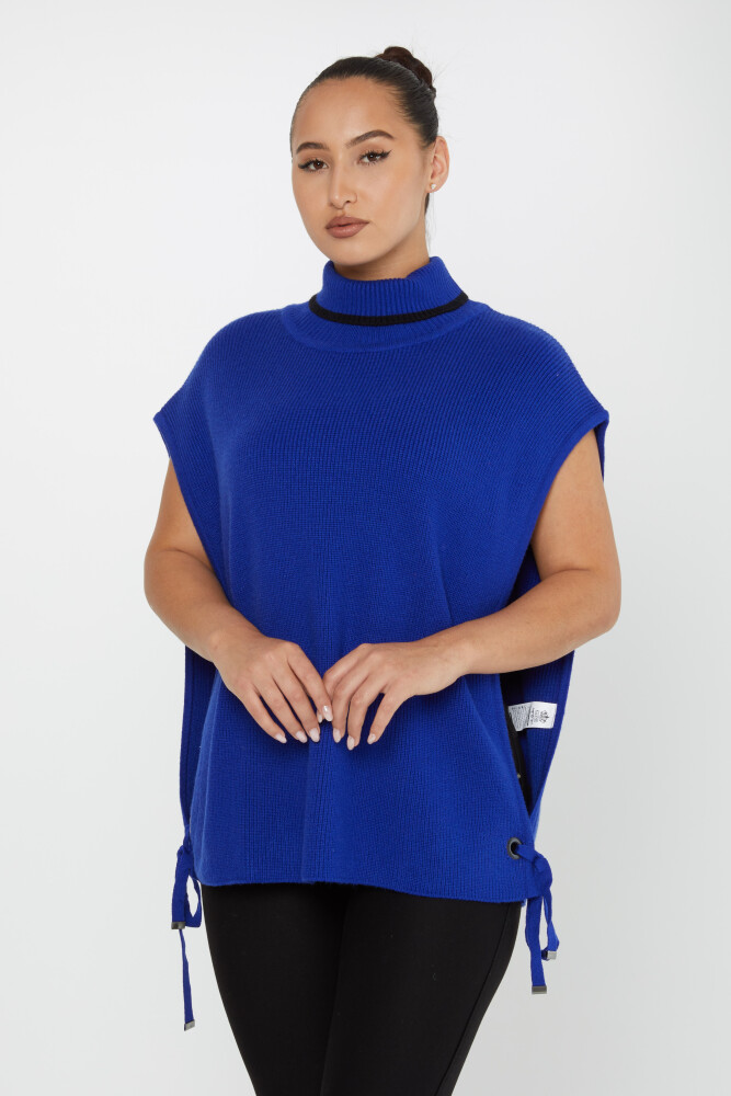 Pulover tricotat Detaliu cravată Saxe cu mânecă scurtă - 30229 | KAZEE (Set de 3 S-M-L) - 1