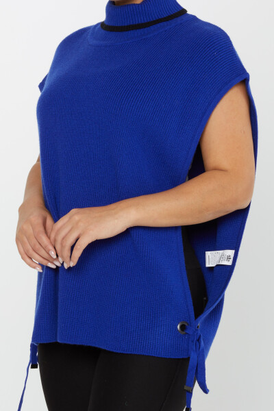 Pulover tricotat Detaliu cravată Saxe cu mânecă scurtă - 30229 | KAZEE (Set de 3 S-M-L) - 4