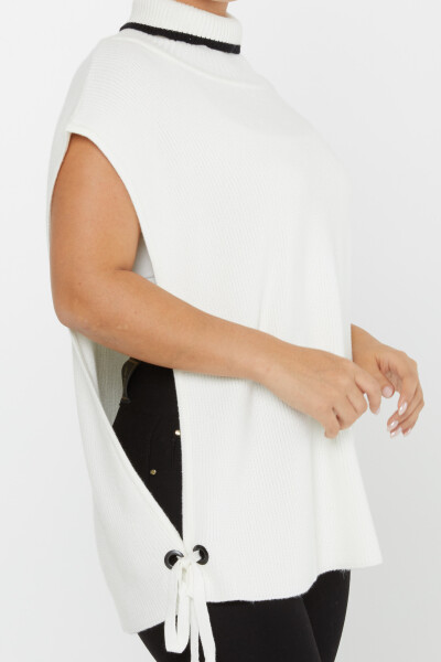 Pulover tricotat Detaliu cravata Maneca scurta Ecru - 30229 | KAZEE (Set de 3 S-M-L) - 4