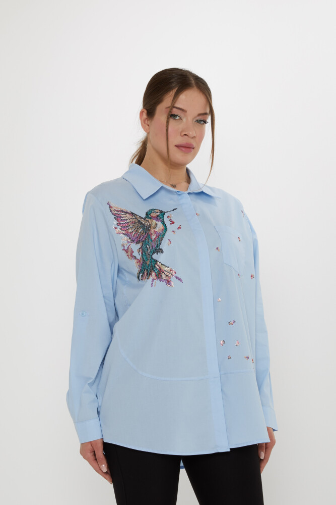 قميص بنقشة طيور، أزرق - 20518 | كازي (مجموعة من 3 قطع: المقاسات 46-48-50) - 2