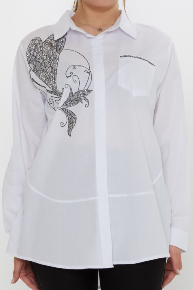 قميص - بنقشة فراشة - بيج فاتح - 20535 | كازي (طقم من 3 قطع 46-48-50) - 3