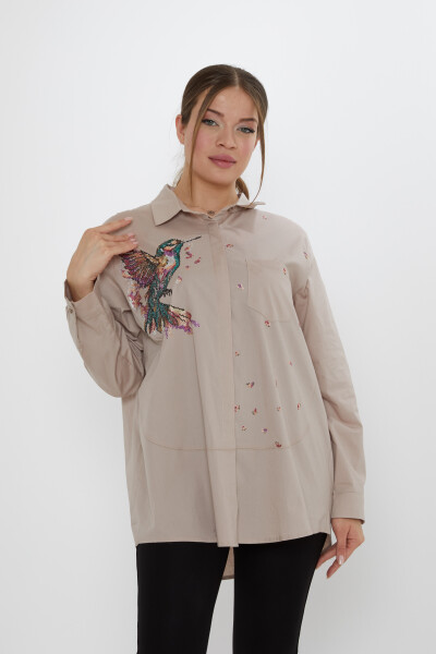 قميص - بنقشة طيور - بيج - 20518 | كازي (مجموعة من 3 قطع: المقاسات 46-48-50) - Kazee (1)
