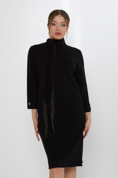 Robe en tricot avec détail écharpe noire - 30968 | KAZEE (Ensemble de 3 S-M-L) - KAZEE (1)