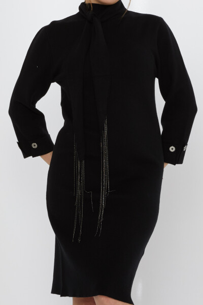 Robe en tricot avec détail écharpe noire - 30968 | KAZEE (Ensemble de 3 S-M-L) - 3