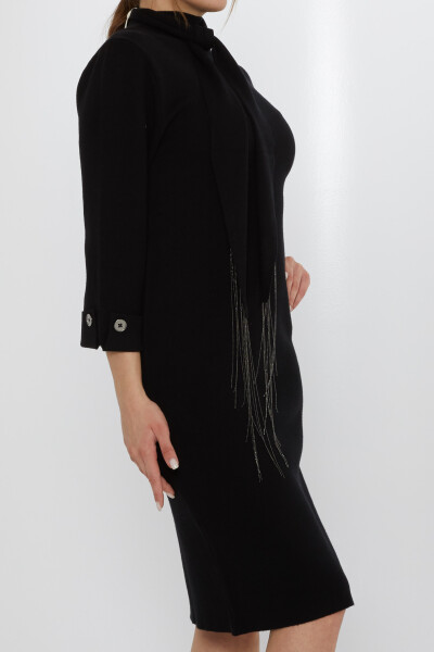 Rochie tricotată Eșarfă Detaliu Negru - 30968 | KAZEE (Set de 3 S-M-L) - 4