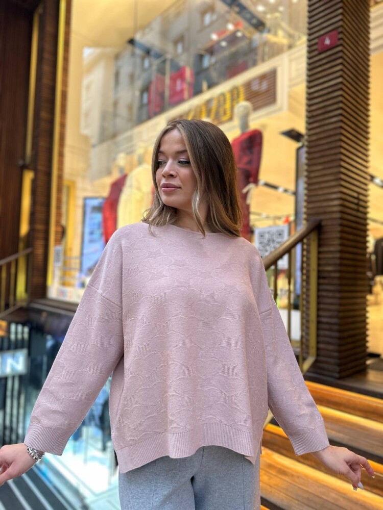 Вязаный свитер с блестящей отделкой, нежно-розовый, 32141 | KAZEE (комплект из 3 предметов, размеры M-L-XL) - 3