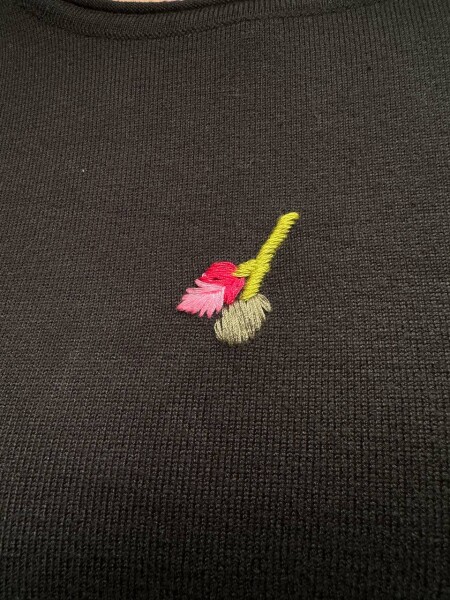 Вязаный свитер с цветочной вышивкой, черный - 32167 | KAZEE (комплект из 3 предметов S-M-L) - 4