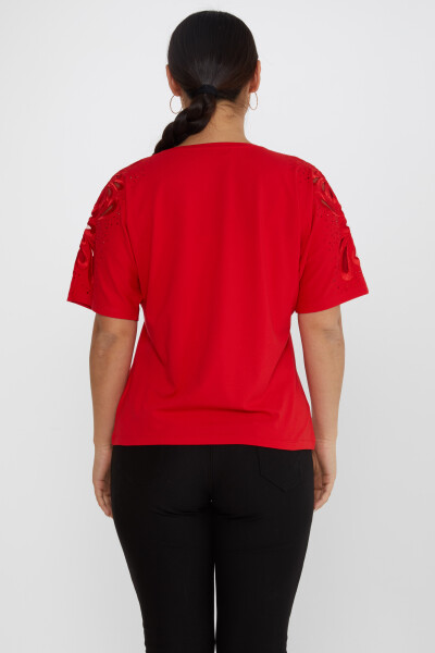 Рукава блузки вышитые красные - 79916 | KAZEE (Набор из 4 шт. L-XL-2XL-3XL) - 5