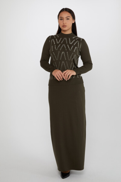 Set doppio pietra ricamata kaki - 31298 | KAZEE (Set da 5 M-L-XL-2XL-3XL) - KAZEE 