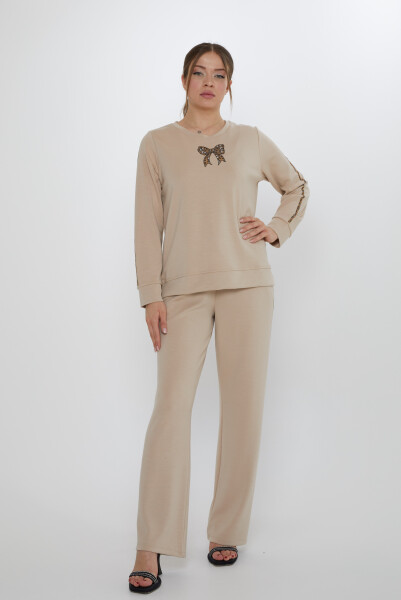 Set tuta beige con ricamo pietra a righe - 17902 | KAZEE (Set di 3 L-XL-2XL) - KAZEE 