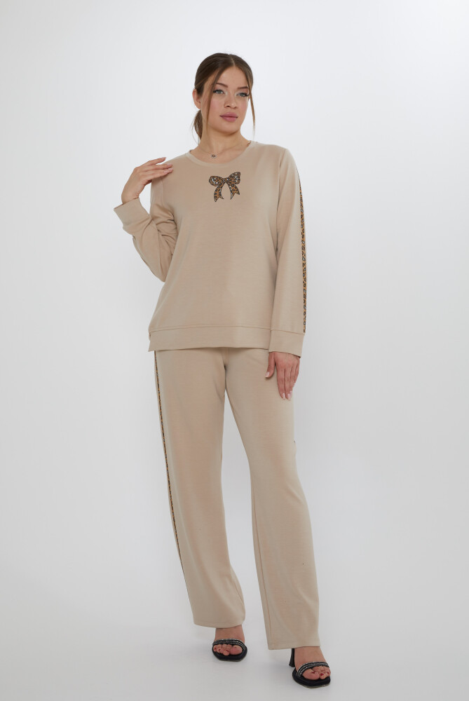 Set tuta beige con ricamo pietra a righe - 17902 | KAZEE (Set di 3 L-XL-2XL) - 2