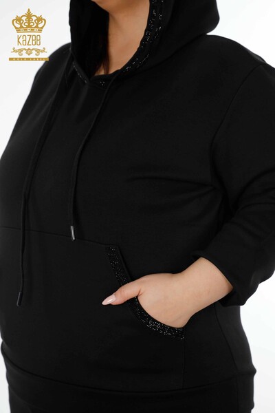 All'ingrosso Set tuta da donna - Con cappuccio - Nero - 17477 | KAZEE - 6