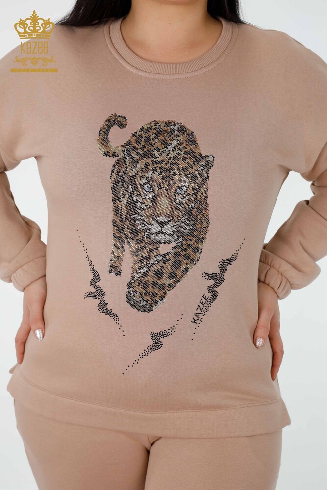 Set tuta da donna all'ingrosso motivo tigre visone - 17473 | KAZEE - 3