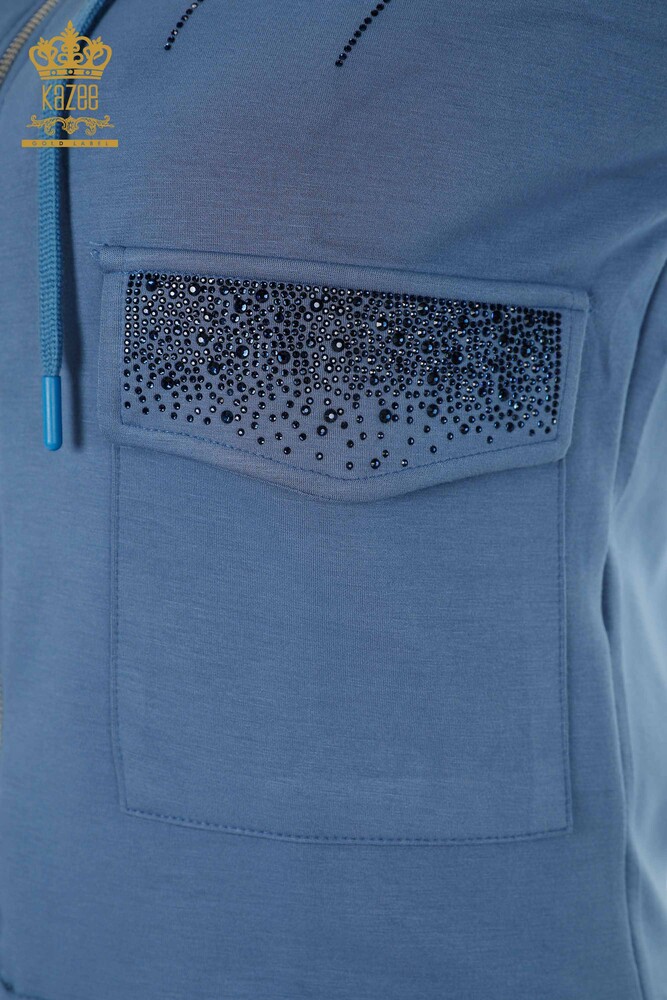 All'ingrosso Set tuta da donna - Con cappuccio - tasche - indaco - 17426 | KAZEE - 5