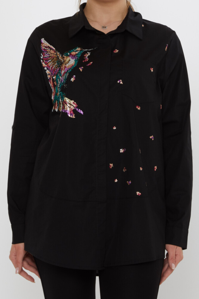 Shirt with Bird Pattern Black - 20518 | KAZEE (Set of 3: Sizes 46-48-50) - 3