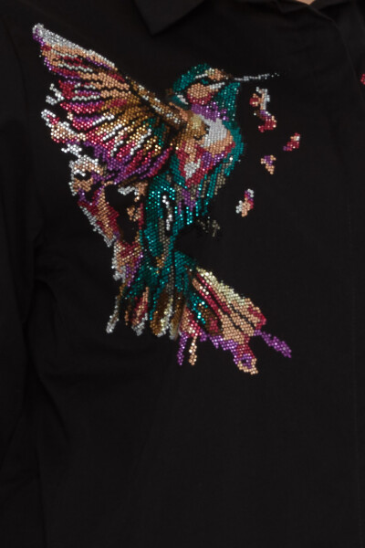 Shirt with Bird Pattern Black - 20518 | KAZEE (Set of 3: Sizes 46-48-50) - 5