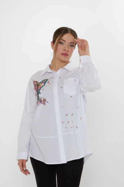 Shirt Bird Pattern Ecru - 20518 | KAZEE (Set of 3: Sizes 46-48-50) - 1