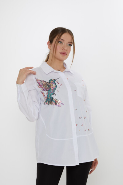 Shirt Bird Pattern Ecru - 20518 | KAZEE (Set of 3: Sizes 46-48-50) - 2