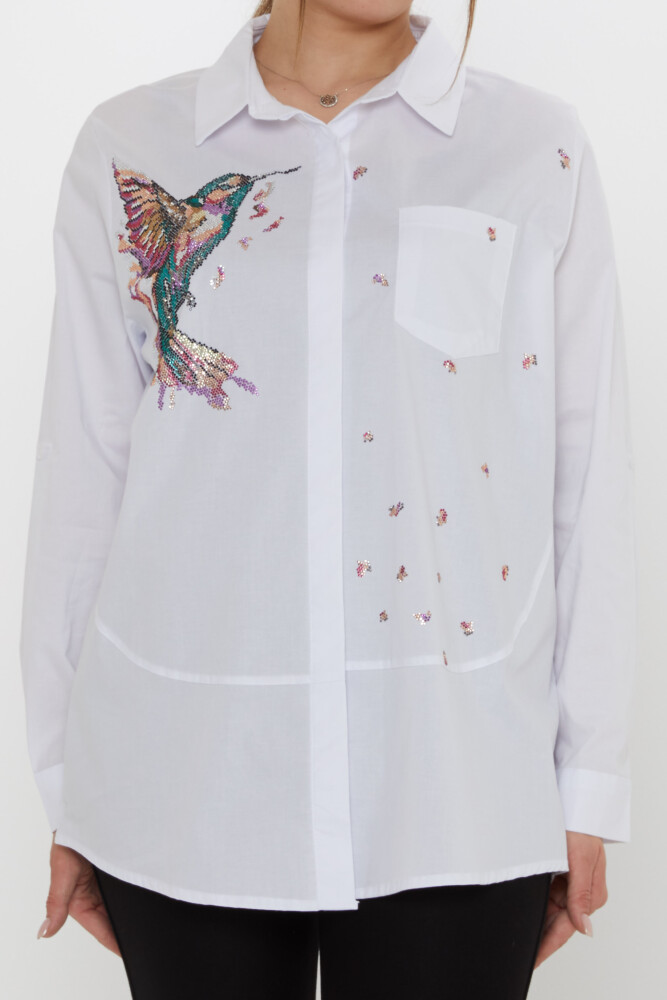 Shirt Bird Pattern Ecru - 20518 | KAZEE (Set of 3: Sizes 46-48-50) - 3