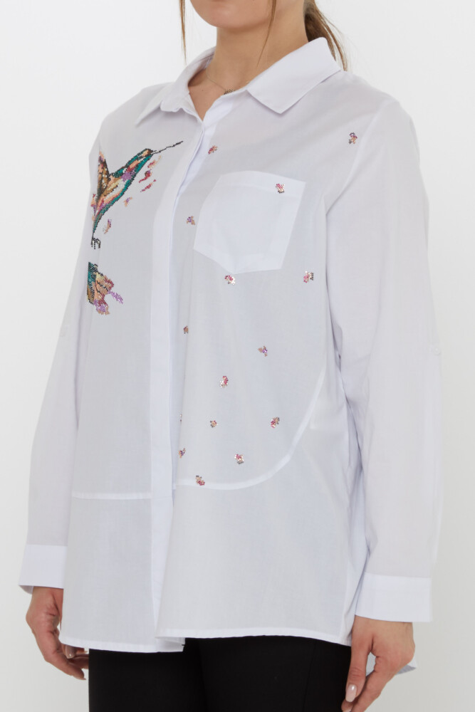 Shirt Bird Pattern Ecru - 20518 | KAZEE (Set of 3: Sizes 46-48-50) - 4