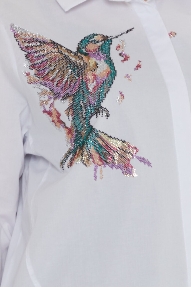 Shirt Bird Pattern Ecru - 20518 | KAZEE (Set of 3: Sizes 46-48-50) - 5