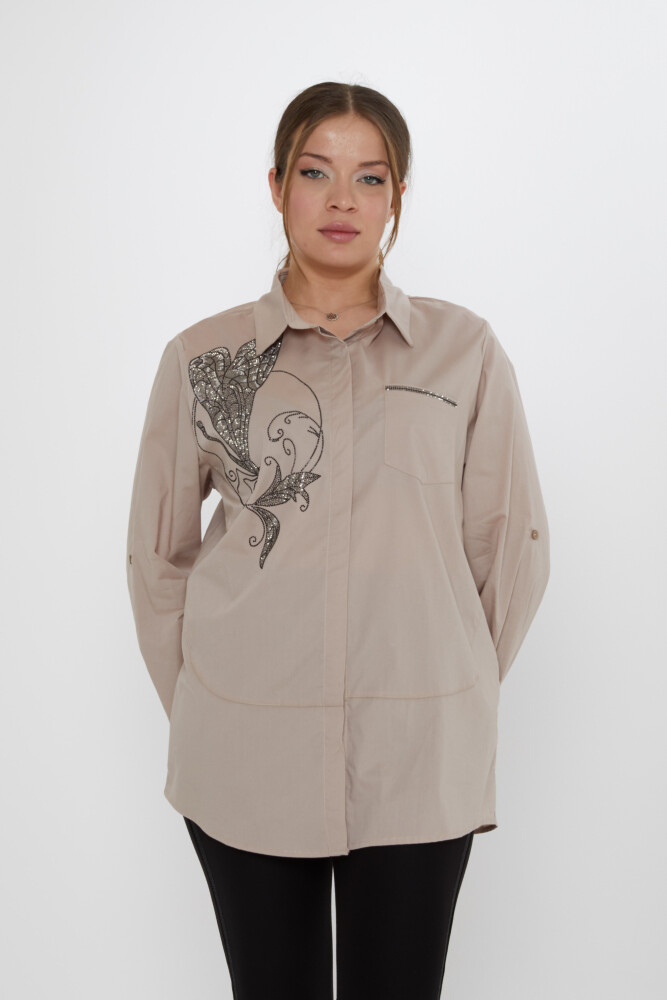 Shirt Butterfly Pattern Beige - 20535 | KAZEE (Set of 3, Sizes 46-48-50) - 1