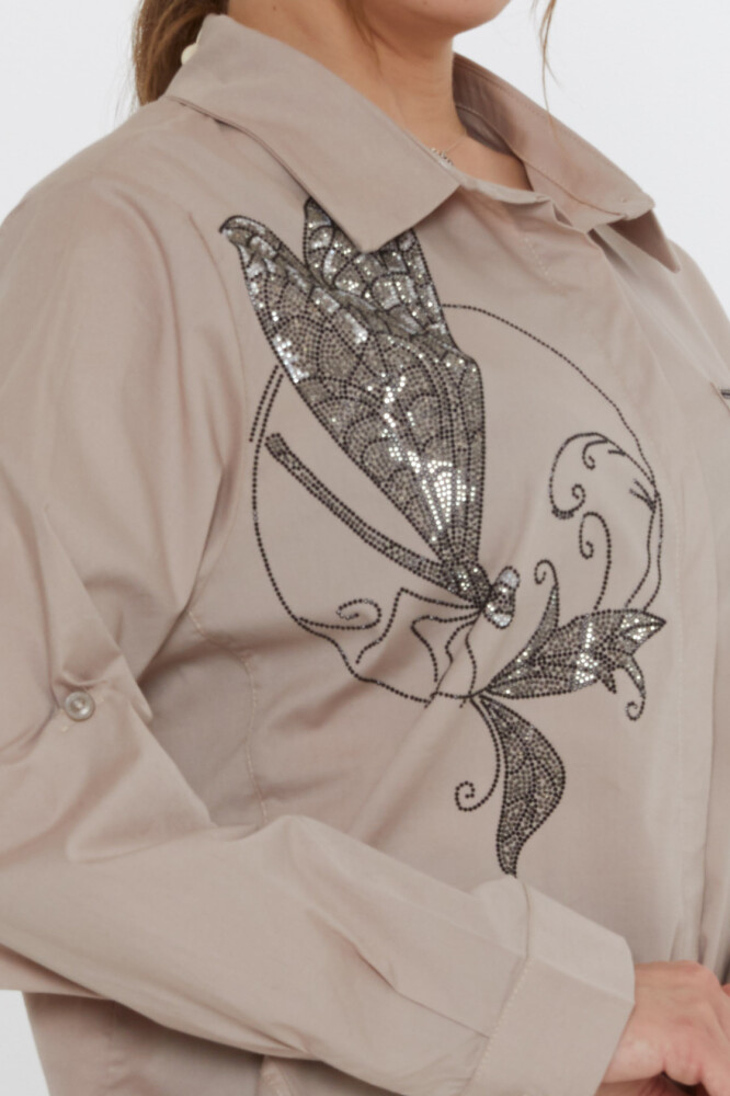 Shirt Butterfly Pattern Beige - 20535 | KAZEE (Set of 3, Sizes 46-48-50) - 4