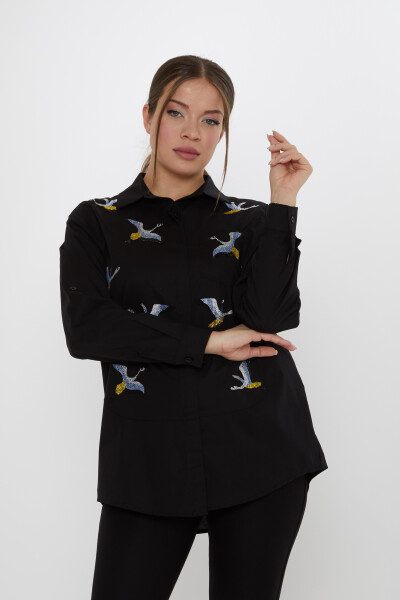 Shirt with Colorful Stone Embellishments, Black - 20523 | KAZEE (Set of 3, Sizes 40-42-44) 