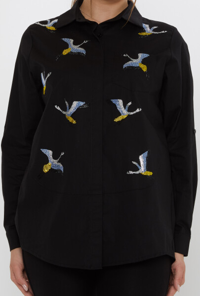 Shirt with Colorful Stone Embellishments, Black - 20523 | KAZEE (Set of 3, Sizes 40-42-44) - 3