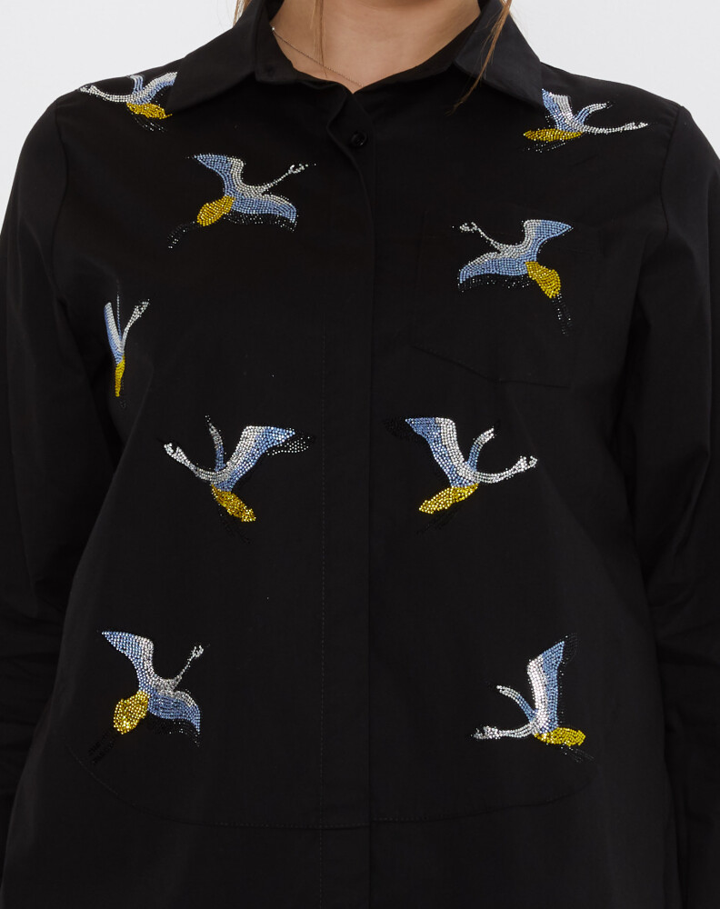 Shirt with Colorful Stone Embellishments, Black - 20523 | KAZEE (Set of 3, Sizes 40-42-44) - 4