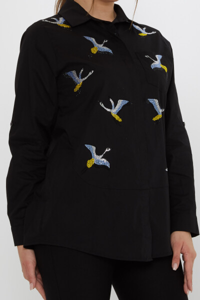 Shirt with Colorful Stone Embellishments, Black - 20523 | KAZEE (Set of 3, Sizes 40-42-44) - 5