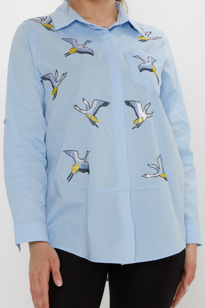 Shirt with Colorful Stone Embellishments Blue - 20523 | KAZEE (Set of 3, Sizes 40-42-44) - 3