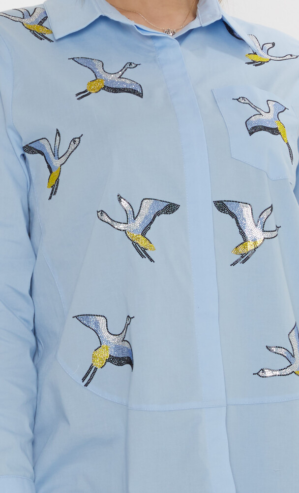 Shirt with Colorful Stone Embellishments Blue - 20523 | KAZEE (Set of 3, Sizes 40-42-44) - 4