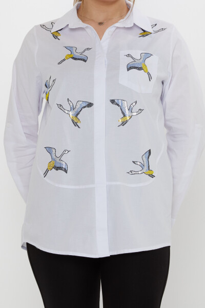 Shirt with Colorful Stone Embellishments, Ecru - 20523 | KAZEE (Set of 3, sizes 40-42-44) - 3