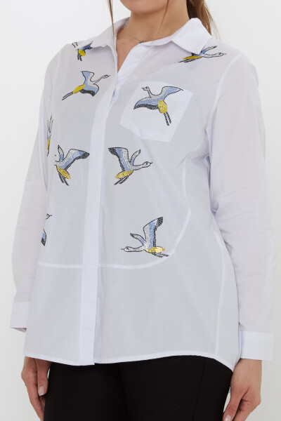 Shirt with Colorful Stone Embellishments, Ecru - 20523 | KAZEE (Set of 3, sizes 40-42-44) - 4