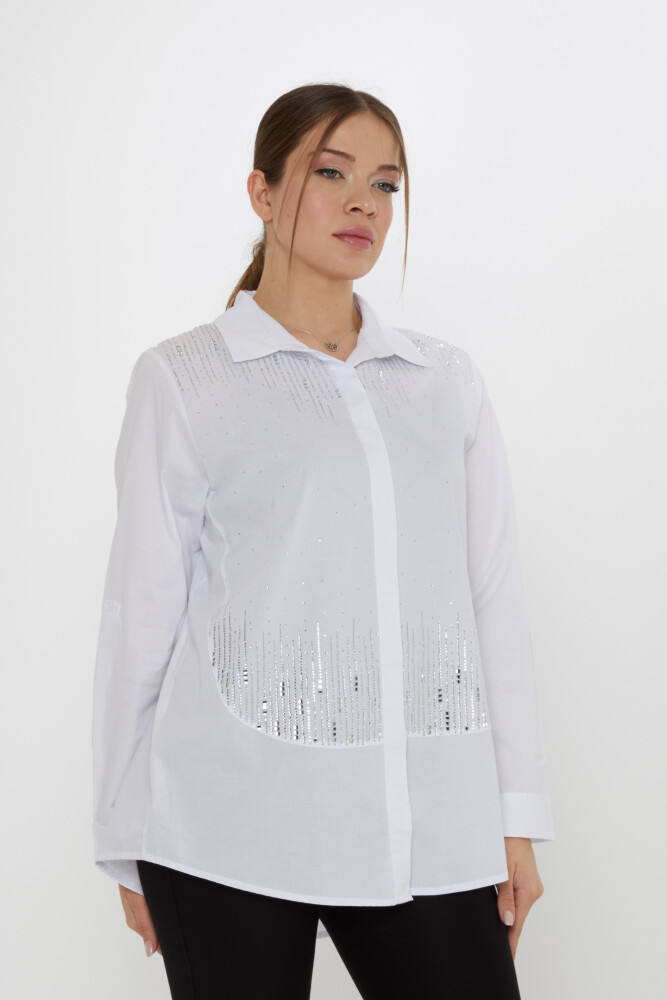 Shirt Crystal Embellishments Ecru - 20558 | KAZEE (Set of 3: Sizes 42-44-46) - 2