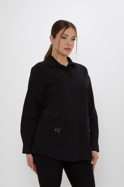 Shirt Crystal Stone Embellishments, Black - 20558 | KAZEE (Set of 3: Sizes 42-44-46) - KAZEE (1)
