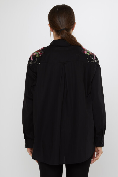 Shirt - Shoulder Stone Embellished - Black - 20542 | KAZEE (Set of 3: Sizes 46-48-50) - 7