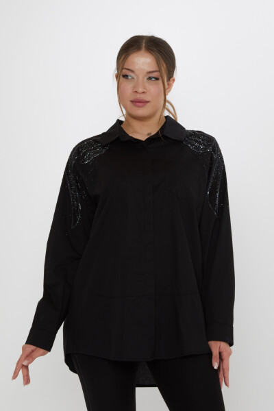 Shirt Shoulder Stone Embellished - Black - 20552 | KAZEE (Set of 3: Sizes 46-48-50) 