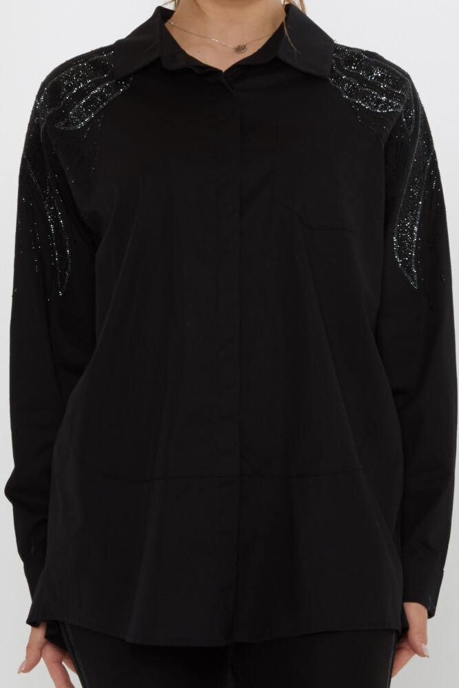 Shirt Shoulder Stone Embellished - Black - 20552 | KAZEE (Set of 3: Sizes 46-48-50) - 3