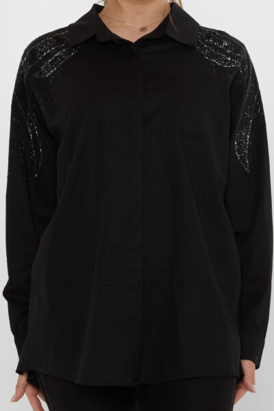 Shirt Shoulder Stone Embellished - Black - 20552 | KAZEE (Set of 3: Sizes 46-48-50) - 3