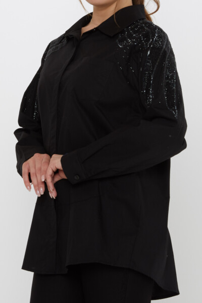 Shirt Shoulder Stone Embellished - Black - 20552 | KAZEE (Set of 3: Sizes 46-48-50) - 4