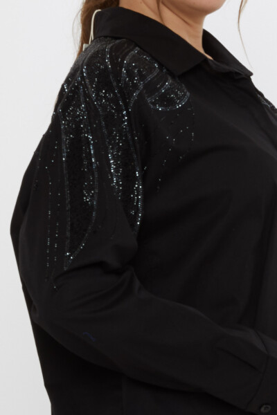 Shirt Shoulder Stone Embellished - Black - 20552 | KAZEE (Set of 3: Sizes 46-48-50) - 5