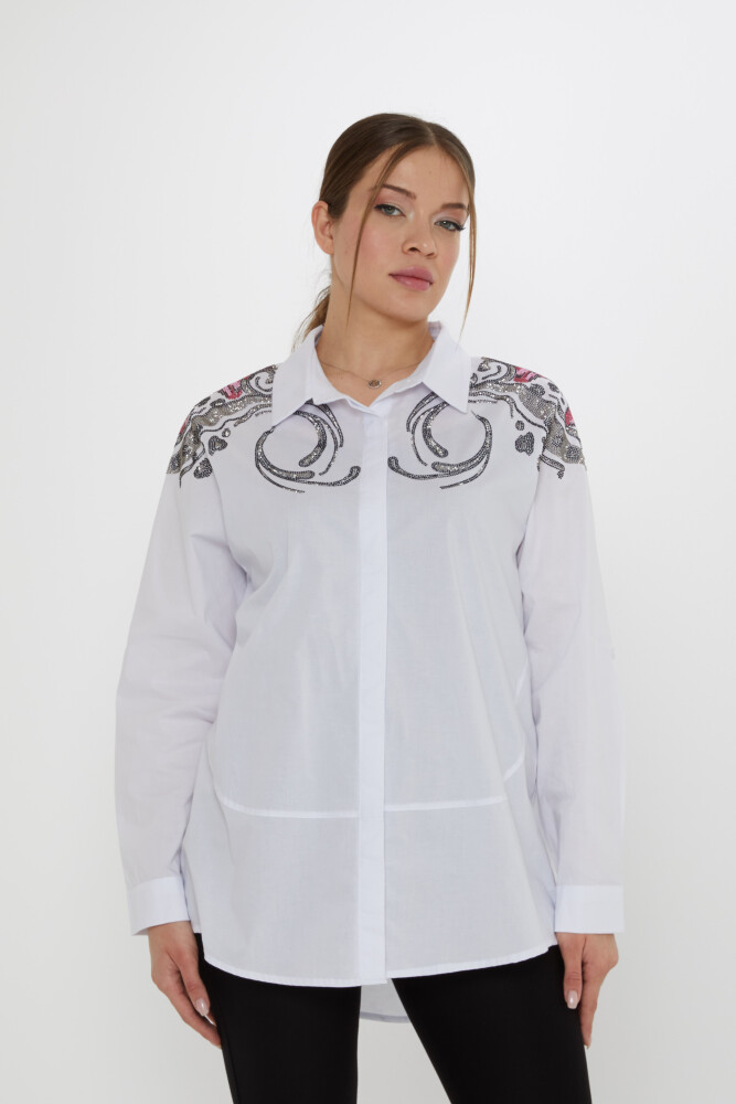 Shirt - Shoulder Stone Embellished, Ecru - 20542 | KAZEE (Set of 3: Sizes 46-48-50) - 1