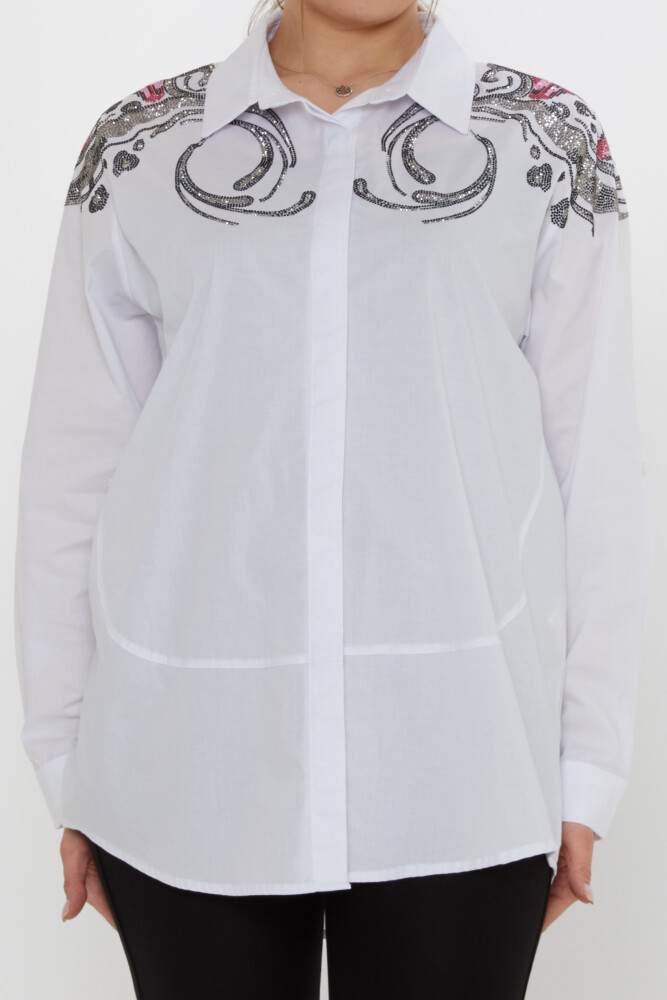 Shirt - Shoulder Stone Embellished, Ecru - 20542 | KAZEE (Set of 3: Sizes 46-48-50) - 3