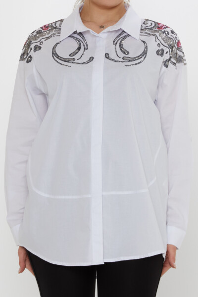 Shirt - Shoulder Stone Embellished, Ecru - 20542 | KAZEE (Set of 3: Sizes 46-48-50) - 3