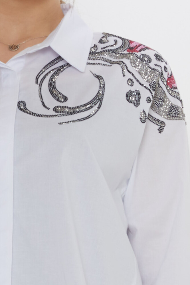 Shirt - Shoulder Stone Embellished, Ecru - 20542 | KAZEE (Set of 3: Sizes 46-48-50) - 5