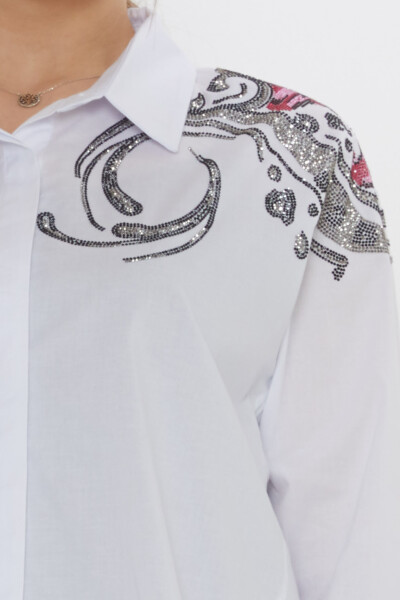 Shirt - Shoulder Stone Embellished, Ecru - 20542 | KAZEE (Set of 3: Sizes 46-48-50) - 5